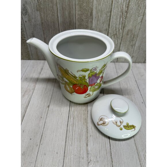 Vtg Rosenthal Netter Tea Pot with Veggie Decor Mushrooms Japan 7" Tall with Lid - Picture 6 of 9
